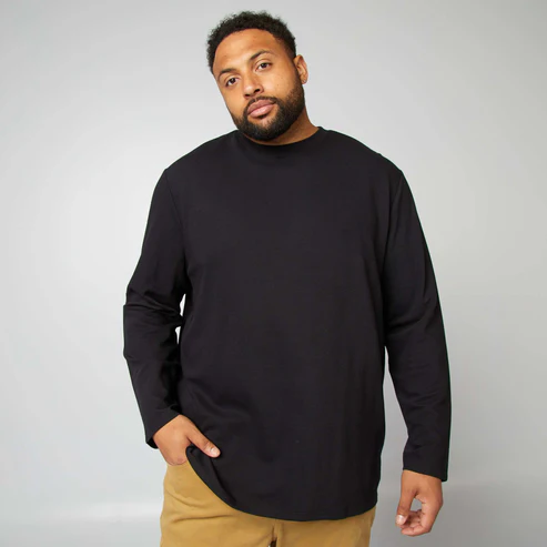 Plain dark ottoman knit t-shirt
